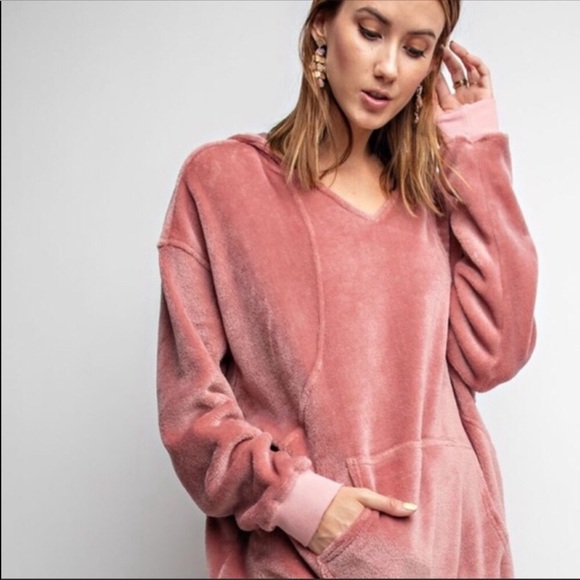 LAST! SOFT VELVET PULL OVER HOODIE - Picture 3 of 4